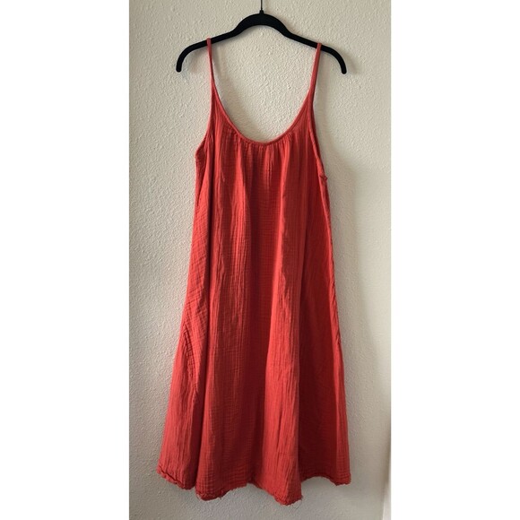Natural Life Coco Maxi Dress Size Med Orangey Red 100% Cotton Boho Gauzy Beachy - Picture 1 of 15
